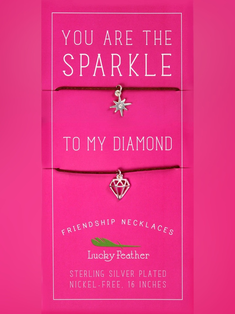 NWT Lucky Feather Friendship Necklace - Silver - Sparkle Diamond